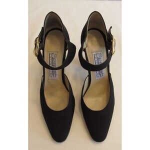 Spanish Leather Collection by Sergio Zelcer Black Ankle Strap Heels Size 6.5M